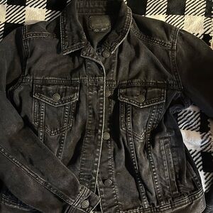 American Eagle Outfitters Black Faded Denim Jacket